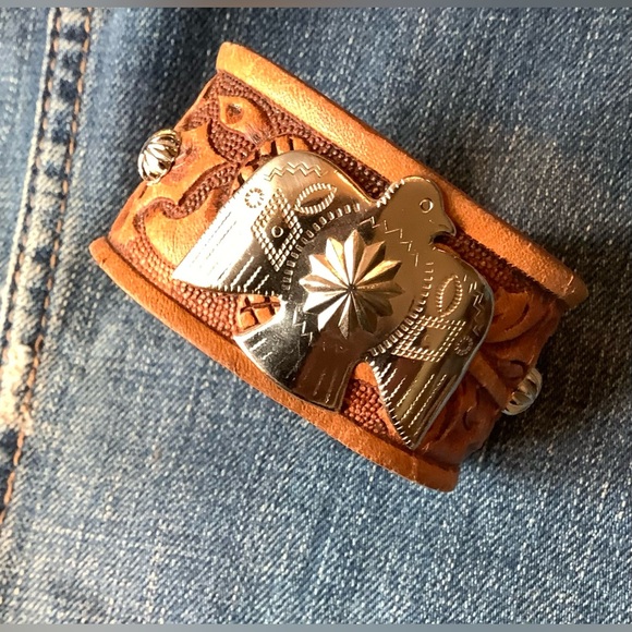 Leather cuff , thunderbird (up to 6 1/2β wrist) - Picture 6 of 6